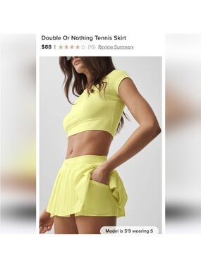 ALO Yoga Double Or Nothing Tennis Skirt in Bright Yellow